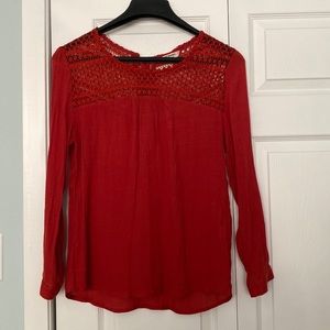Tantrums long-sleeve top with crochet embellishment